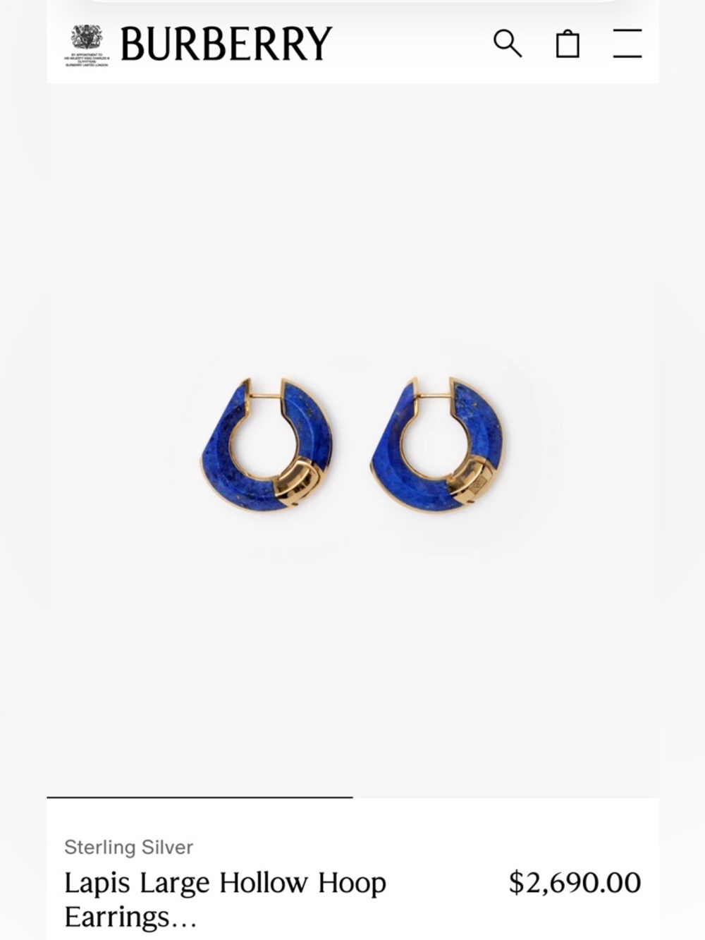Burberry Lapis stone Hoops earrings